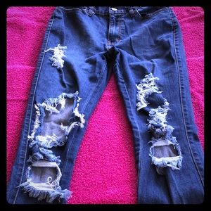 Fashion nova high waisted destroyed skinny jeans